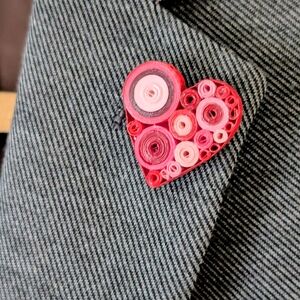 Red and Pink Heart Brooch